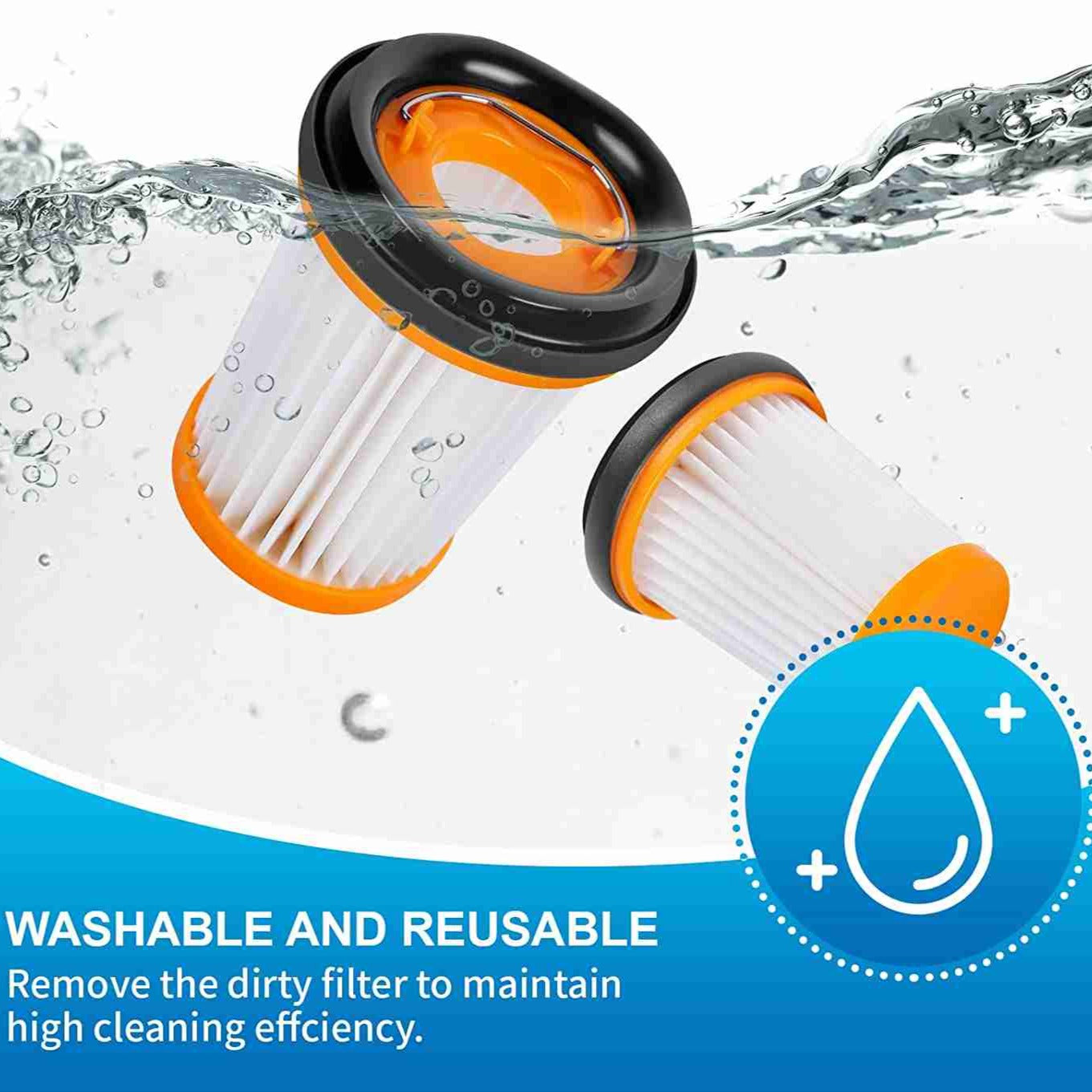 KEEPOW Fabric Vacuum Filter for Shark Wandvac Handheld Vacuum. Compare to Part # XHFWV200, 3-Pack