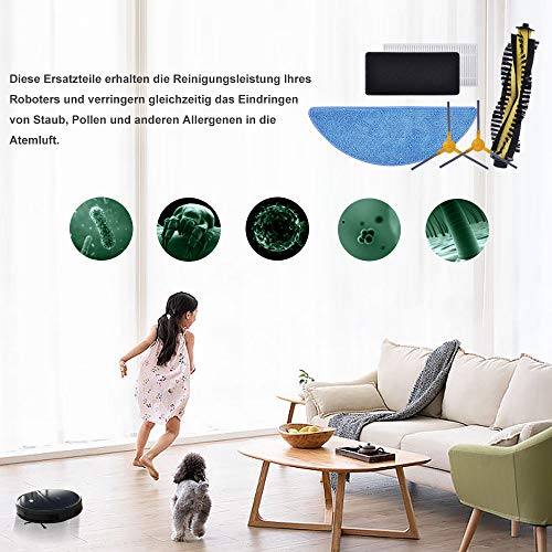 KEEPOW Zubehör Ersatzteile für Tesvor X500/ X500 Pro/ M1/ S6 Staubsauger, inklusive 6 Seitenbürsten+ 1 Rollenbürste+3 Filter+6 Wischtuch | 13er Pack