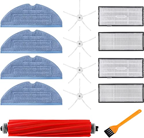 KEEPOW Accessoires pour Roborock S7 MaxV Ultra / S7 MaxV / S7 MaxV Plus / S7 series Robot Aspirateur (4 Serpillière + 1 Brosses Principales + 4 Brosses Latérales + 4 Filtres + 1 Brosse de Nettoyage)