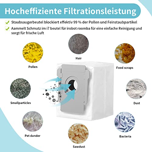 KEEPOW Lot de 10 pièces de rechange Roomba pour iRobot Roomba i7 i7+/i7Plus E5E6E7 Roomba Sacs d'aspirateur Kit d'accessoires de rechange pour iRobot Roomba i7 Pièce de rechange pour aspirateur