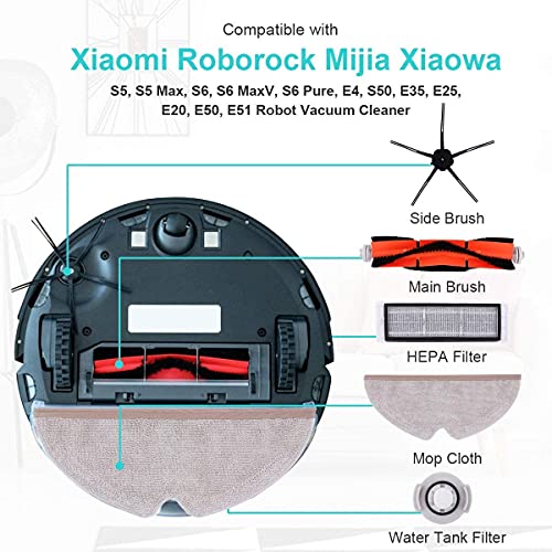 KEEPOW Lot de 21 pièces pour Roborock S5 Max, pièces de rechange également compatibles avec Roborock S6 MaxV, S6 Pure, S6, S5, S50, S55, E4