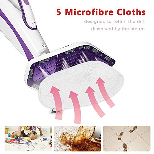 KEEPOW 5 PCS Lingettes Reutilisable pour Vaporetto Brosse Vaporforce SV440, PAEU0332 Vadrouilles de Rechange Lavables pour Polti Vaporetto Brosse Vaporforce
