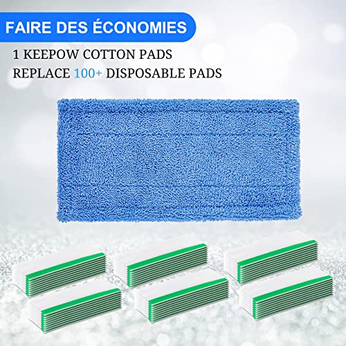 KEEPOW Tampons bleus pour tous les balais plats de 10 à 12 pouces 6 pièces