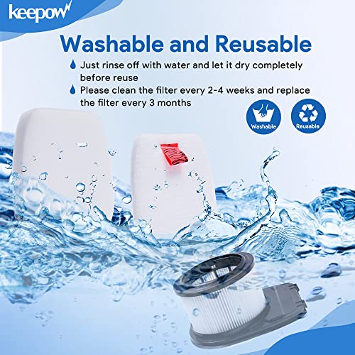 KEEPOW Ensemble de filtres pour aspirateurs sans fil Shark IZ300UK, IZ320UK anti-cheveux, 2 filtres, 4 filtres de rechange