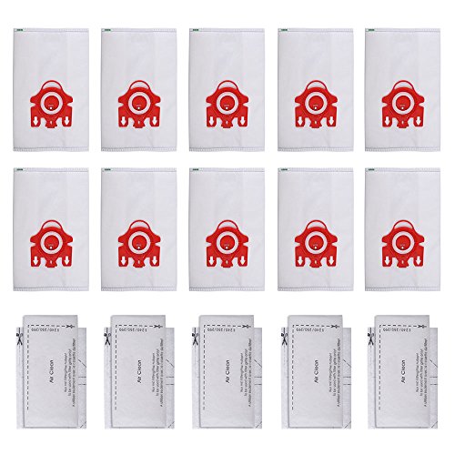 KEEPOW FJM Dust Bag for Miele Vacuum Cleaners, Compact C2 C1 Hoover Bags (10 Bags + 5 Filters)