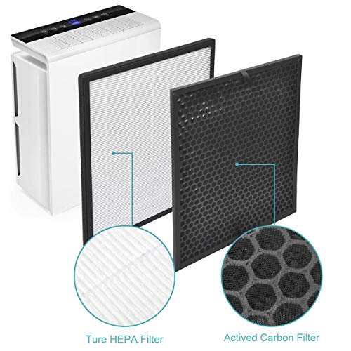 KEEPOW 2 Set Replacement Filter for Levoit Air Purifier LV-PUR131 and LV-PUR131S, True HEPA and Activated Carbon Filters Set