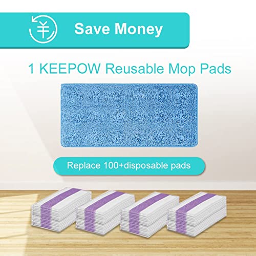KEEPOW Lot de 5 serpillères de rechange compatibles avec Flash Powermop (Bleu)