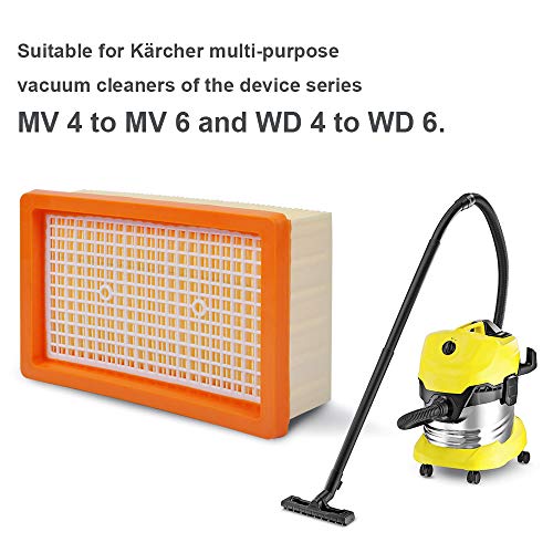 KEEPOW 2 filtres à plis plats compatibles avec les aspirateurs multifonctions Kärcher MV4 / MV5 / MV6 / WD4 / WD5 / WD6