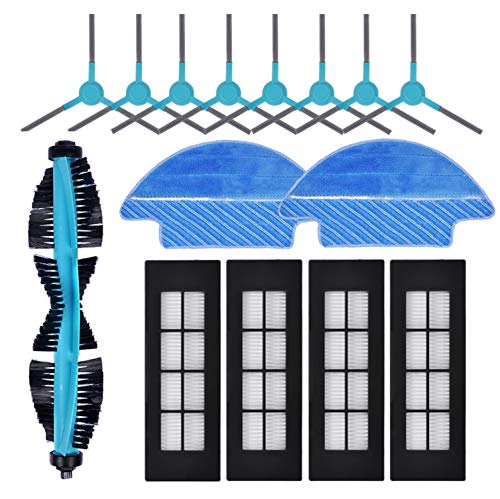 KEEPOW 15 Pack Kit Accesorios for Cecotec Conga Excellence 3090 Robot Vacuum Cleaner, Replacement Parts 4 Hepa Filters 8 Side Brushes 2 Mops 1 Main Brush
