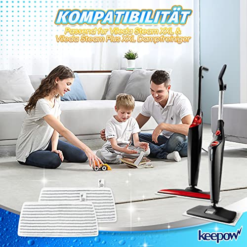 KEEPOW Lot de 6 housses de rechange pour nettoyeur vapeur Vileda Steam Plus XXL - Lavable en gris