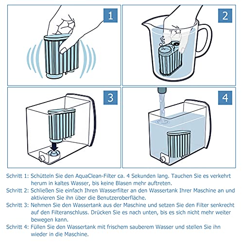 KEEPOW Lot de 4 filtres à eau compatibles avec Philips AquaClean CA6903/10, CA6903/22, CA6903/00, filtre à café pour Saeco et machines compatibles avec autocollant AquaClean sur le réservoir d'eau.
