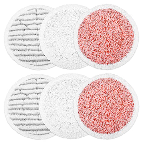 KEEPOW Replacement Steam Mop Pads for Shark S6002UK Steam Mop, Steam & Scrub All-in-One Mop Pads (2 Soft Pads + 2 Scrub Pads + 2 Heavy Duty Scrub Pads)