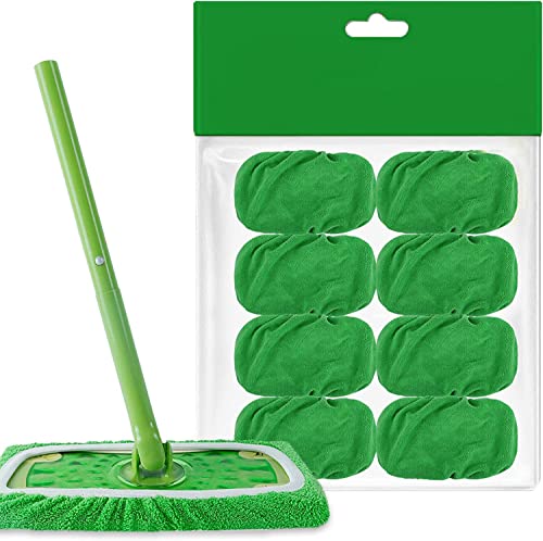 KEEPOW Tampons en coton vert pour tous les balais plats de 10 à 12 pouces 8 pièces