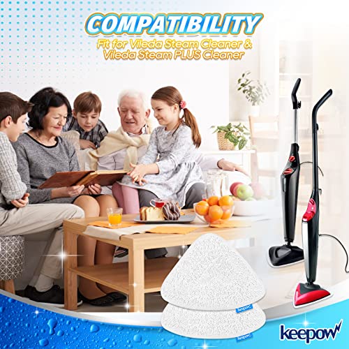 KEEPOW Lot de 5 tampons de rechange pour balai vapeur Viledas Steam Mop Plus et Viledas Steam Mop - Lavables