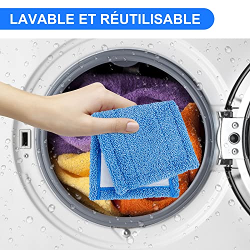 KEEPOW Tampons bleus pour tous les balais plats de 10 à 12 pouces 6 pièces