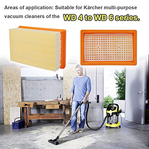KEEPOW 2 filtres à plis plats compatibles avec les aspirateurs multifonctions Kärcher MV4 / MV5 / MV6 / WD4 / WD5 / WD6