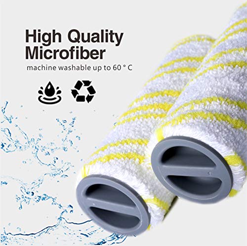 KEEPOW 2 Pack Rollers Set for Karcher FC3 FC5 Hard Floor Cleaner, Microfibre Washable Replacement for Karcher FC3 FC5 Roller (Yellow)