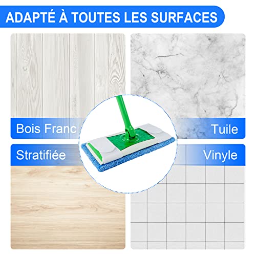 KEEPOW Tampons bleus pour tous les balais plats de 10 à 12 pouces 6 pièces