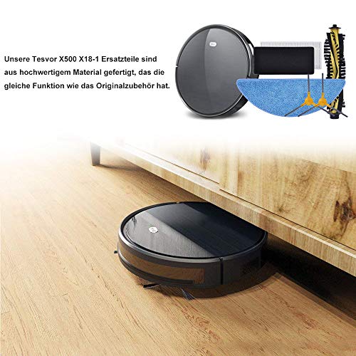 KEEPOW Zubehör Ersatzteile für Tesvor X500/ X500 Pro/ M1/ S6 Staubsauger, inklusive 6 Seitenbürsten+ 1 Rollenbürste+3 Filter+6 Wischtuch | 13er Pack