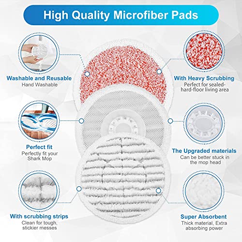 KEEPOW Replacement Steam Mop Pads for Shark S6002UK Steam Mop, Steam & Scrub All-in-One Mop Pads (2 Soft Pads + 2 Scrub Pads + 2 Heavy Duty Scrub Pads)