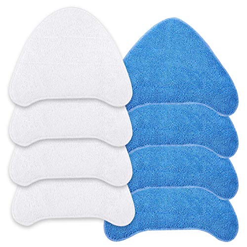 KEEPOW 8 Pack for Vax Steam Mop Replacement Pads, Compatible with Vax Steam Cleaner Mops S86-SF-CC, S85-CM and More, Type 1 (4 White + 4 Blue)