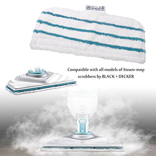 KEEPOW 5 Pack Microfibre Replacement Cleaning Pads for Black & Decker Steam Mop FSMH1321, FSM1605, FSMH13151SM, Part# FSMP20