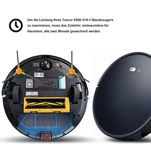 KEEPOW Zubehör Ersatzteile für Tesvor X500/ X500 Pro/ M1/ S6 Staubsauger, inklusive 6 Seitenbürsten+ 1 Rollenbürste+3 Filter+6 Wischtuch | 13er Pack