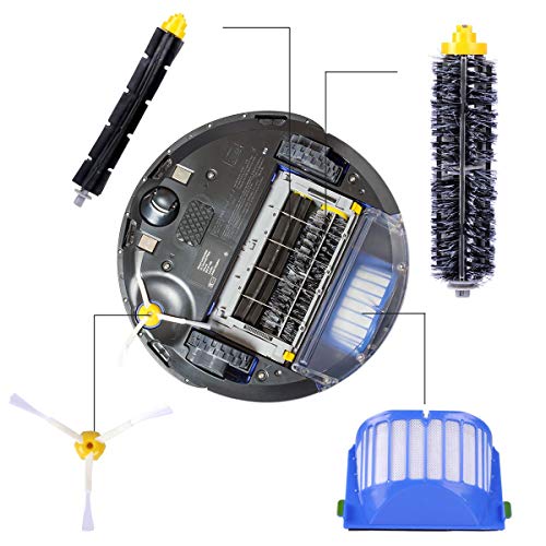 KEEPOW Replacement Accessories Kit for Roomba 600 Series 675 690 680 671 652 650 620 614 595 Vac Parts, 4 Hepa Filters,4 Side Brushes,1 Flexible Beater Brush,1 Bristle Brush,2 Cleaning Tool
