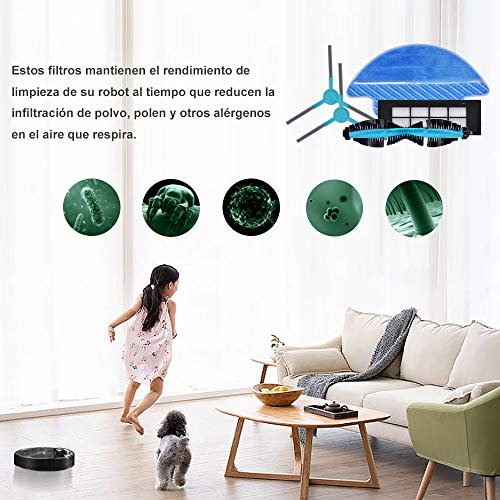 KEEPOW 15 Pack Kit Accesorios for Cecotec Conga Excellence 3090 Robot Vacuum Cleaner, Replacement Parts 4 Hepa Filters 8 Side Brushes 2 Mops 1 Main Brush