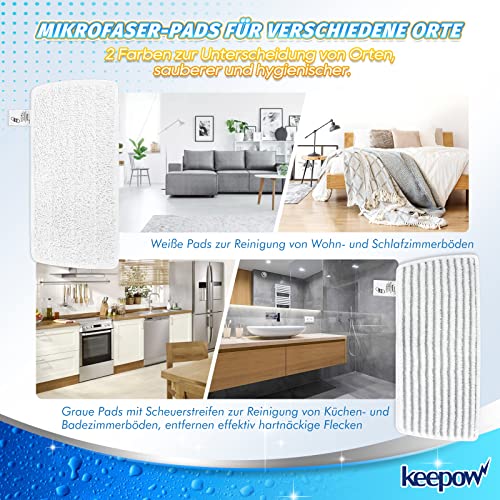 KEEPOW 8 Stück für Vileda Steam XXL Power Pad, Ersatzbezug Kompatibel Mit Vileda Steam XXL Dampfreiniger und Vileda Steam PLUS XXL Dampfreiniger, Upgrade-Material (4 Grau + 4 Weiß)
