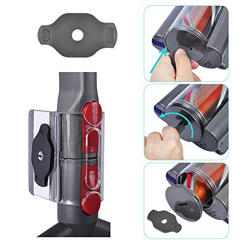 KEEPOW 1502V Clip di Fissaggio Supporto Accessori per Dyson V11, V10, V8, V7 Aspirapolvere, 2 Clip Trasparente 1 Spazzola 1 Chiave