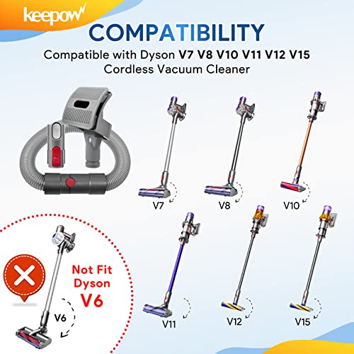 KEEPOW Brosse Chat et Chien pour Dyson V11 V10 V8 V7 V15 Aspirateur, Brosse de Toilettage pour Chien, Tuyau Extension et Adaptateur, Lot de 3 Accessoires