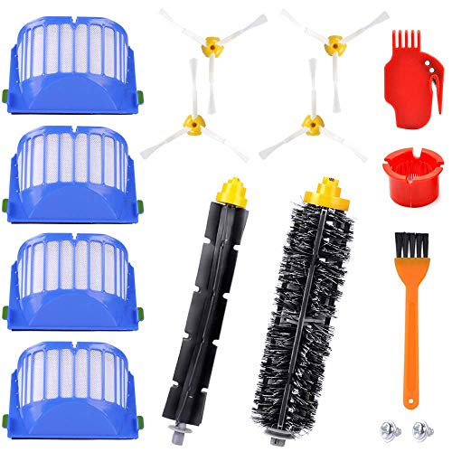 KEEPOW Replacement Accessories Kit for Roomba 600 Series 675 690 680 671 652 650 620 614 595 Vac Parts, 4 Hepa Filters,4 Side Brushes,1 Flexible Beater Brush,1 Bristle Brush,2 Cleaning Tool