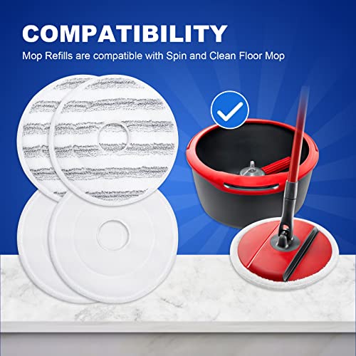KEEPOW Lot de 4 pour Recharge de vadrouille Vileda Spin and Clean, Recharge Lavable et réutilisable pour tête de vadrouille Vileda Spin