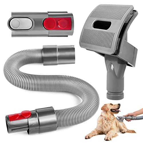 KEEPOW Brosse Chat et Chien pour Dyson V11 V10 V8 V7 V15 Aspirateur, Brosse de Toilettage pour Chien, Tuyau Extension et Adaptateur, Lot de 3 Accessoires