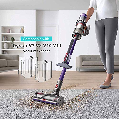 KEEPOW 1502V Clip di Fissaggio Supporto Accessori per Dyson V11, V10, V8, V7 Aspirapolvere, 2 Clip Trasparente 1 Spazzola 1 Chiave
