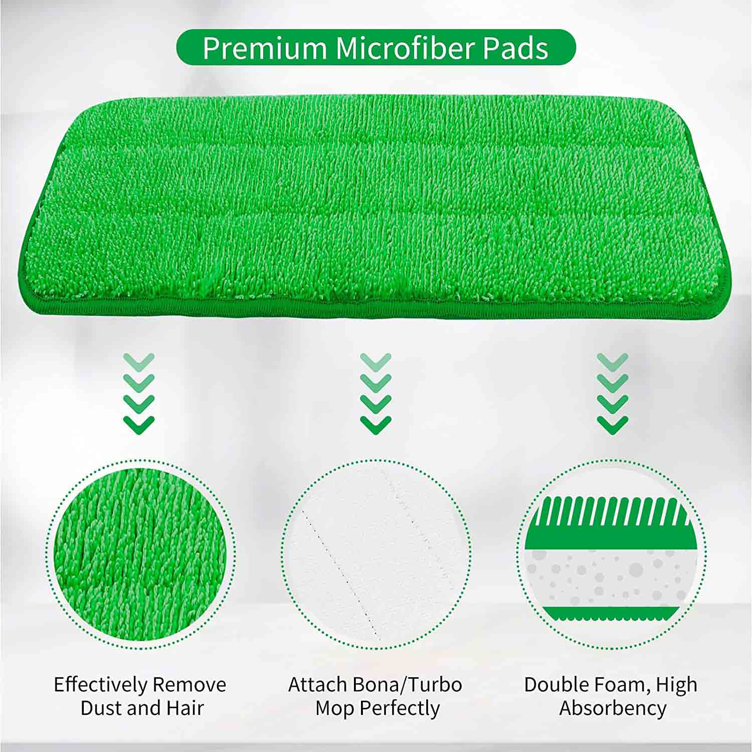 Bona Turbo Microfiber Mop, 18 Inch, Reusable Washable Cleaning Refill, 6 Pack, by KEEPOW