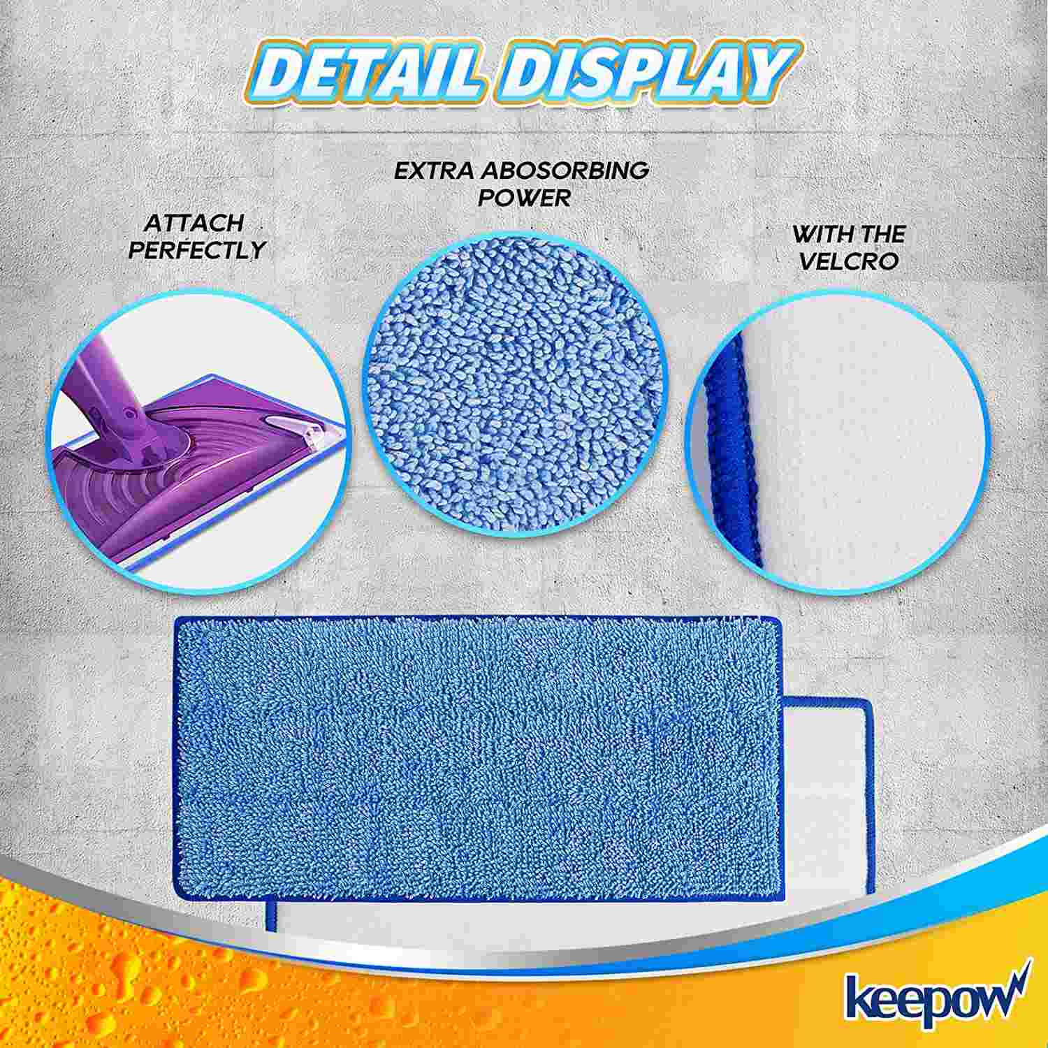 KEEPOW Reusable Wet Jet Pads Compatible with Swiffer Wet Jet Mop