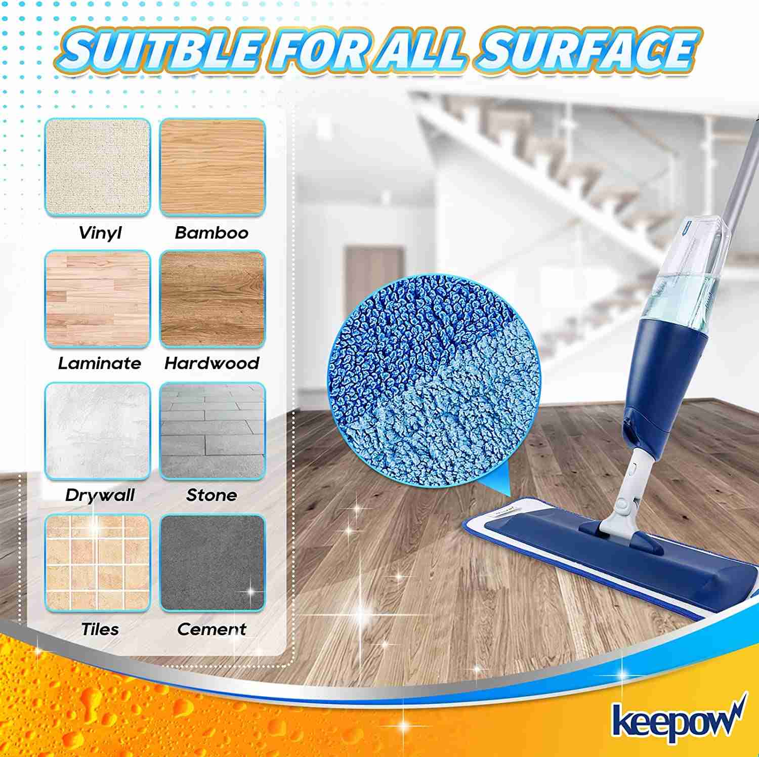 KEEPOW Microfiber Mop Pad Compatible with Bona