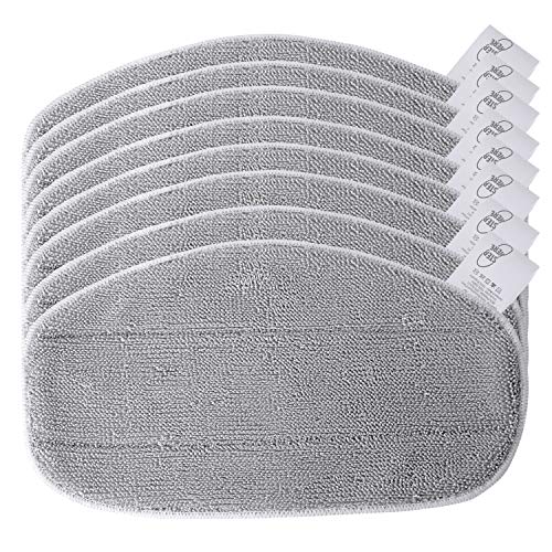 KEEPOW 8 Pads for Leifheit CleanTenso Steam Mop Mop Cover for Deep Pore Cleaning, Steam Mop with Velcro Underside, Grey