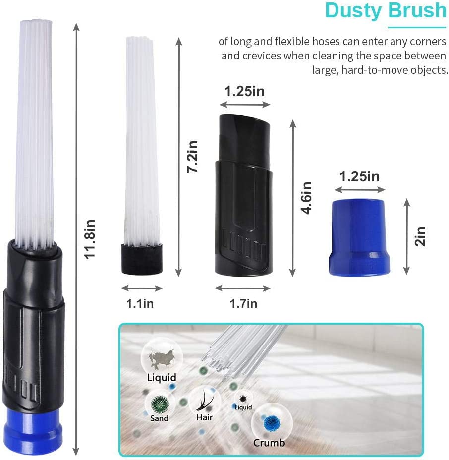 KEEPOW Universal Vacuum Attachments Accessories Cleaning Kit Hardwood Floor Dust Brush for 32mm (1 1/4 inch) Standard Hose