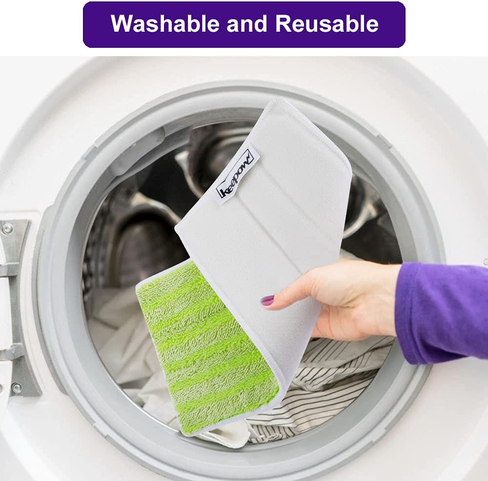 KEEPOW 5703M 11.8*5.5 Inches Green Reusable Mop Pads 5 Pcs