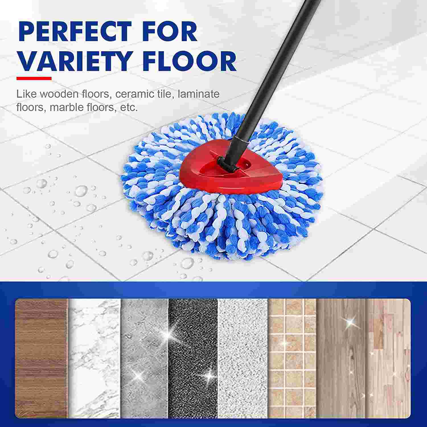 KEEPOW Replacement Head Microfiber Refills FOR EasyWring RinseClean 2 Tank Bucket System, 5 Pack