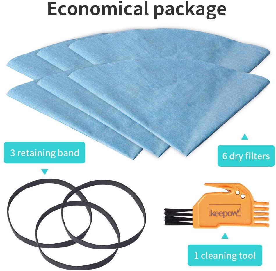 KEEPOW VF2002 Reusable Dry Vac Filters for Most Shop Vac MACS-200D SS11-450, Vacmaster Vacuum Cleaners, Part# 9010700, 9013700 (6 Pack)