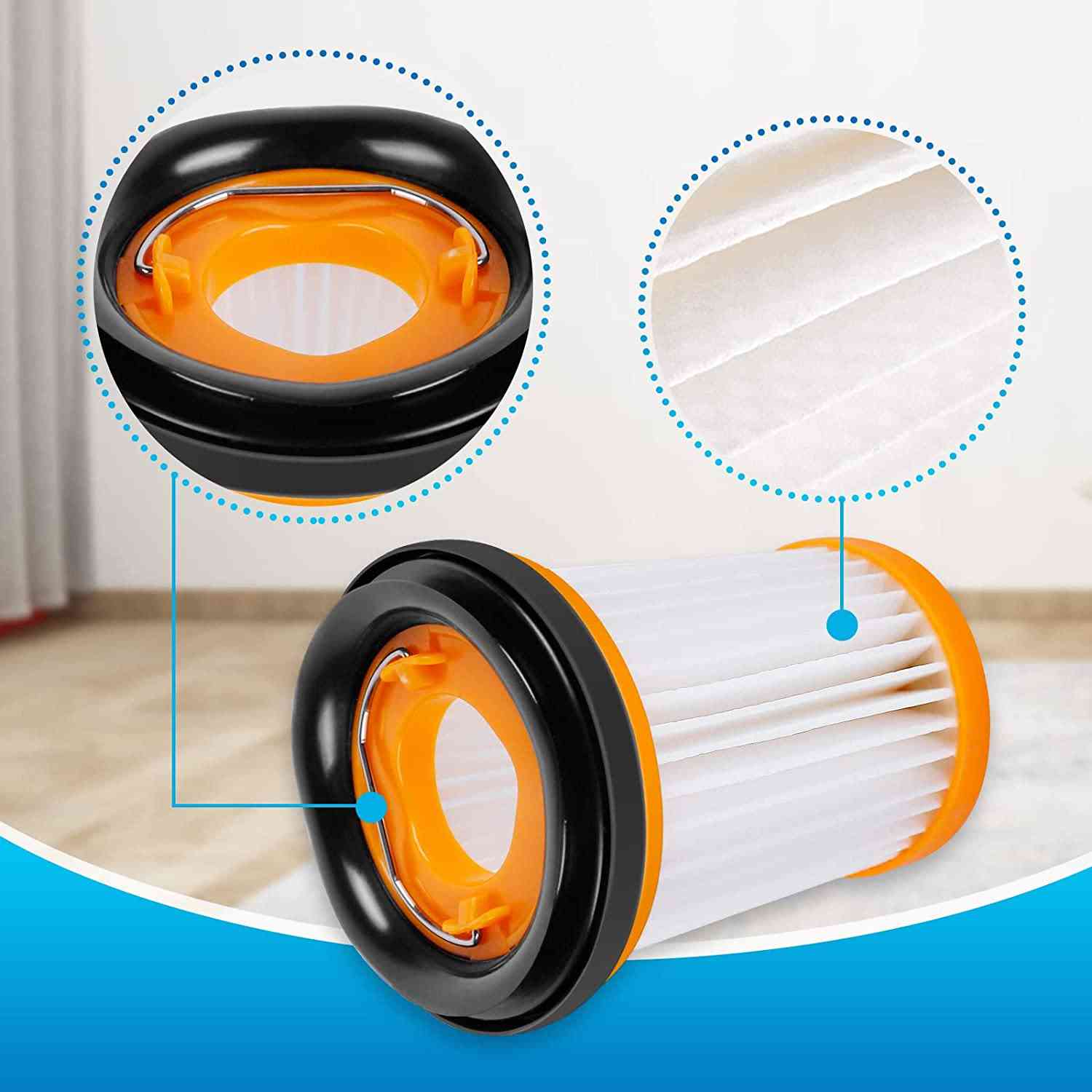 KEEPOW Fabric Vacuum Filter Compatible with WV201 WV200 WV205, WV220 WANDVAC Handheld Vacuum. Compare to Part # XHFWV200, 3-Pack
