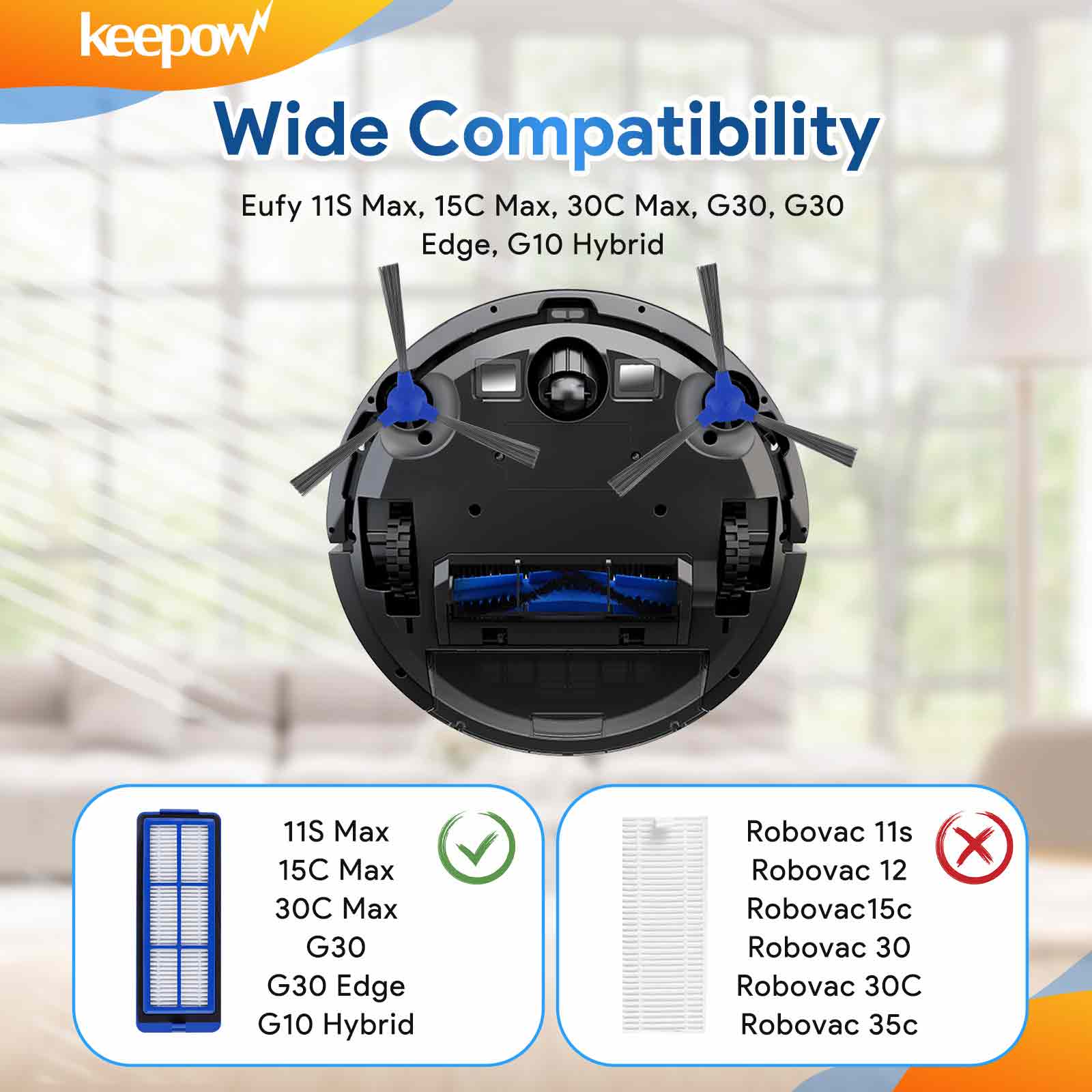 KEEPOW RReplacement Parts for Eufy RoboVac 11S Max, RoboVac 15C Max, RoboVac 30C Max
