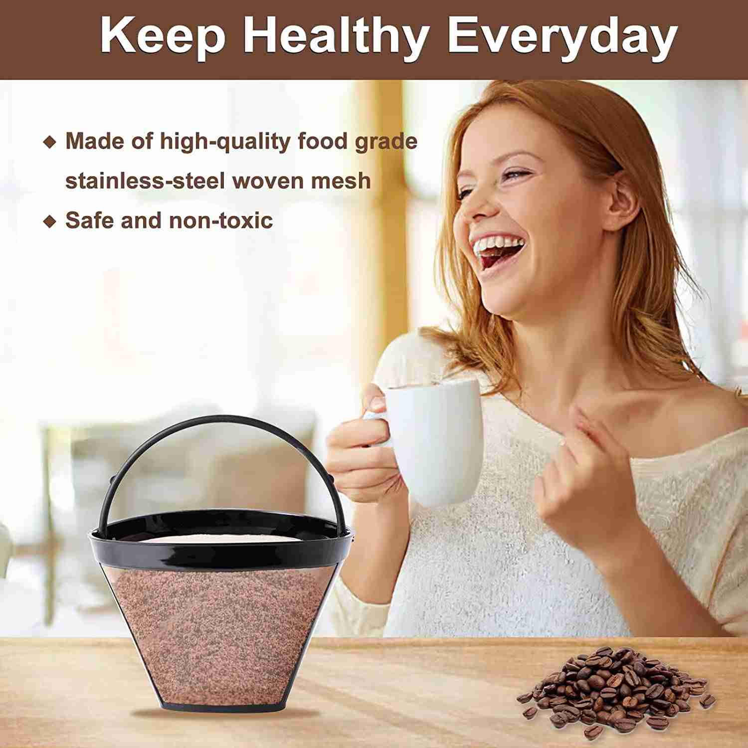 Keepow Coffee Filter for Cuisinart GTF/ Ninja Dual Brew Pro CFP301/ Hamilton Beach