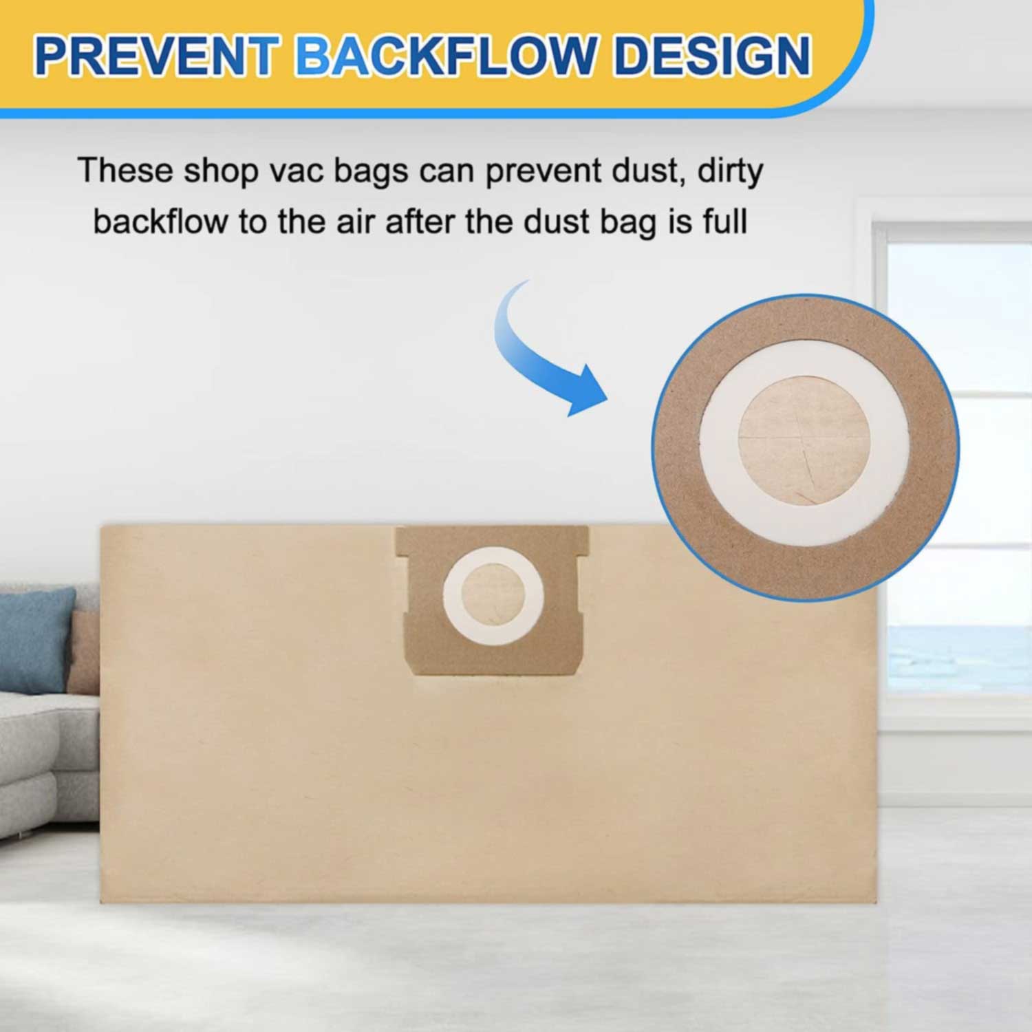 KEEPOW 1201D Bags for DEWALT 6-10 Gallon Vacuum 9 Pcs