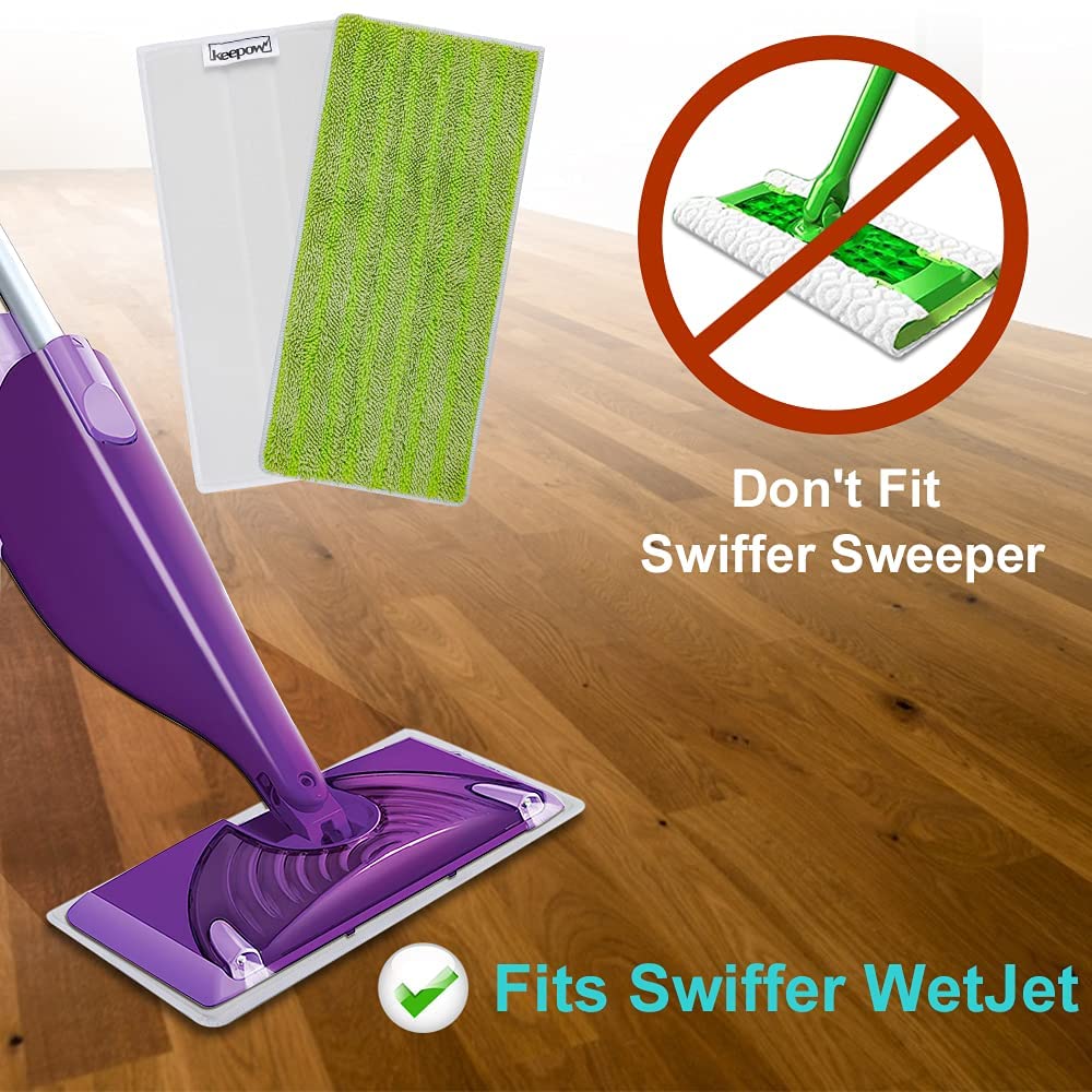 KEEPOW 5703M 11.8*5.5 Inches Green Reusable Mop Pads 5 Pcs