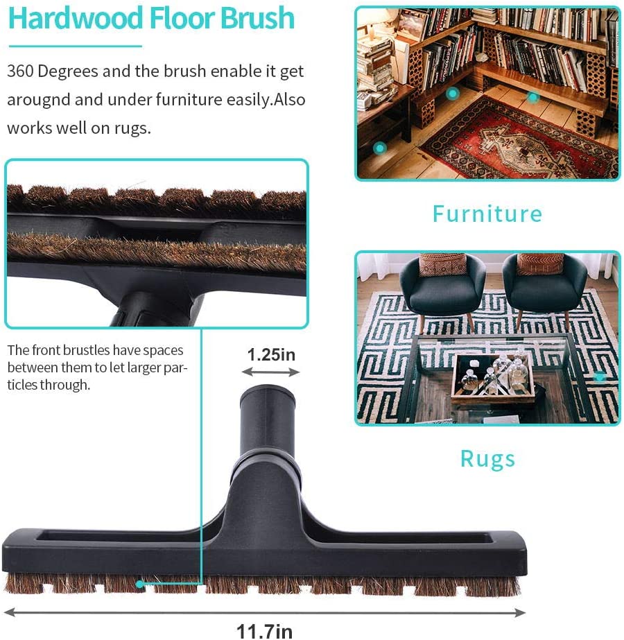 KEEPOW Universal Vacuum Attachments Accessories Cleaning Kit Hardwood Floor Dust Brush for 32mm (1 1/4 inch) Standard Hose, 7Pcs